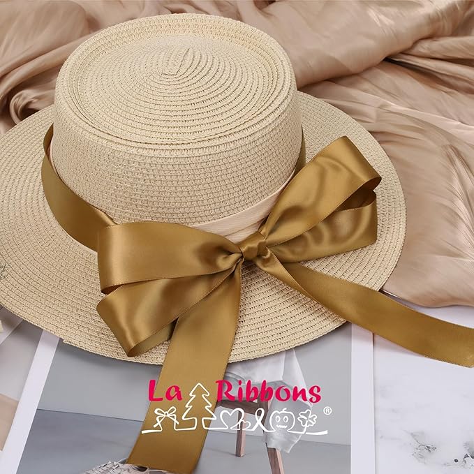 LaRibbons 1 1/2 Inch 50 Yard Double Faced Satin Ribbon,Pale Gold Satin Craft Fabric Ribbon for Gift Wrapping Floral Bouquets Wedding Party Decoration