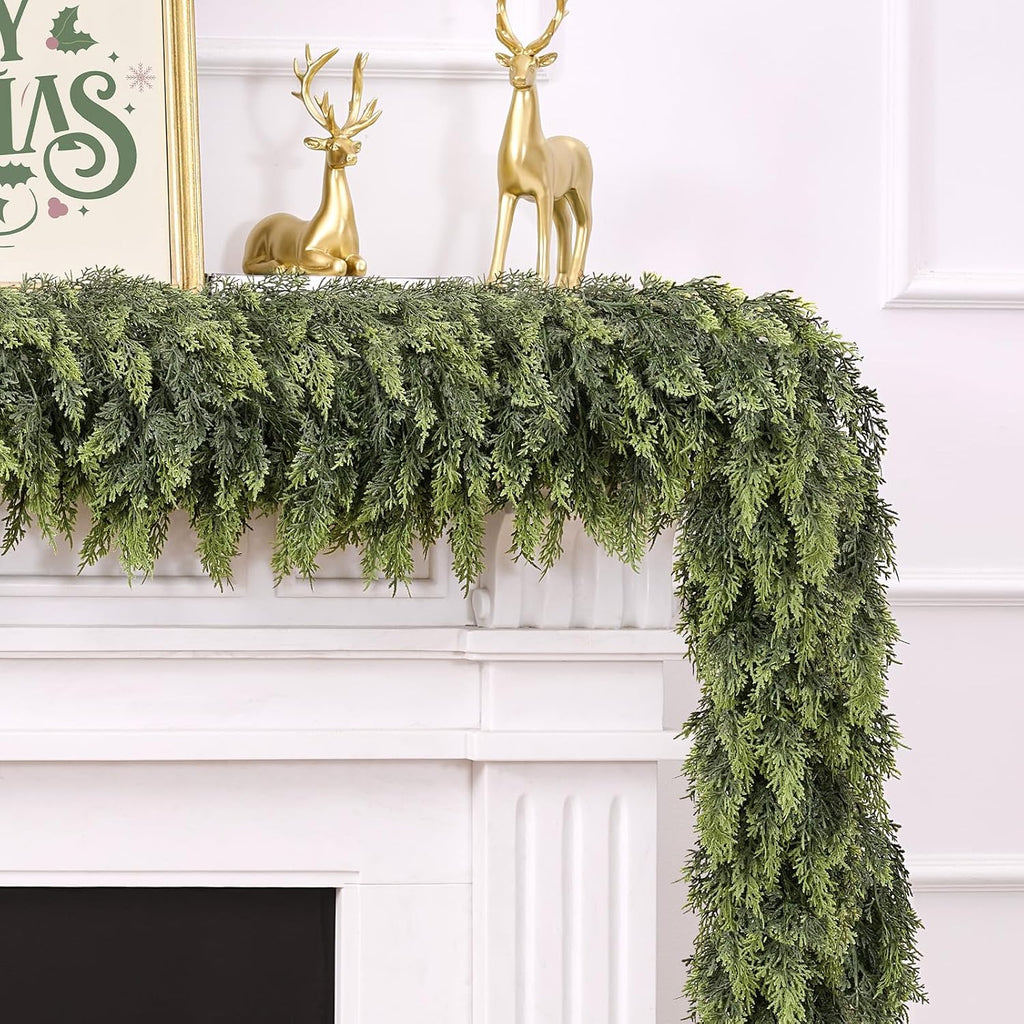 9ft christmas artificial cedar garland for mantel shown in use