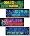 YLOLUL 4 Pcs Neon Gaming Wall Art & Room Accessories for Teen Boys & Kids, 16 * 5 Inch