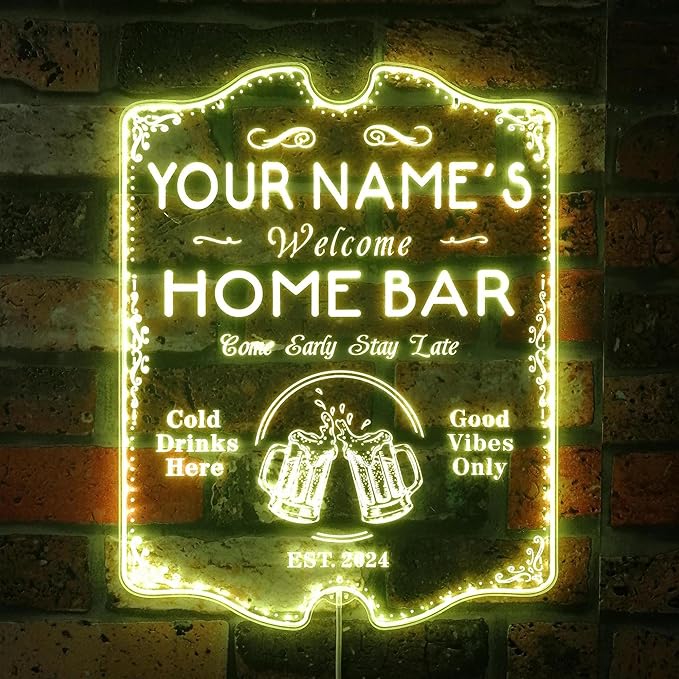 ADVPRO Personalized Your Name Home Bar RGB Dynamic Glam LED Sign - Cut-to-Edge Shape - Smart 3D Decoration - Multicolor Signage st06s43-fnd-p11b-tm-c