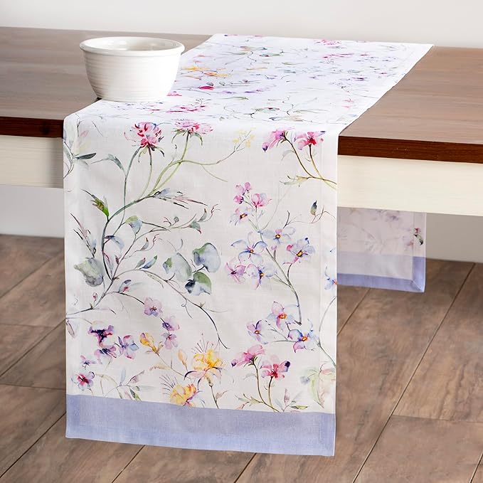 Maison d' Hermine Table Runner 100% Cotton Single Layer Table Runners 108 inches Long Decorative for Home Kitchen Dining Party Wedding Bridal Shower Spring Summer (Summer Floral, 14.50" x 108")