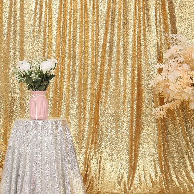 Eternal Beauty Gold Sequin Backdrop, 20x10 Ft Glitter Background Curtains for Shimmer Photography Party Wedding Birthday Back Drop Decor