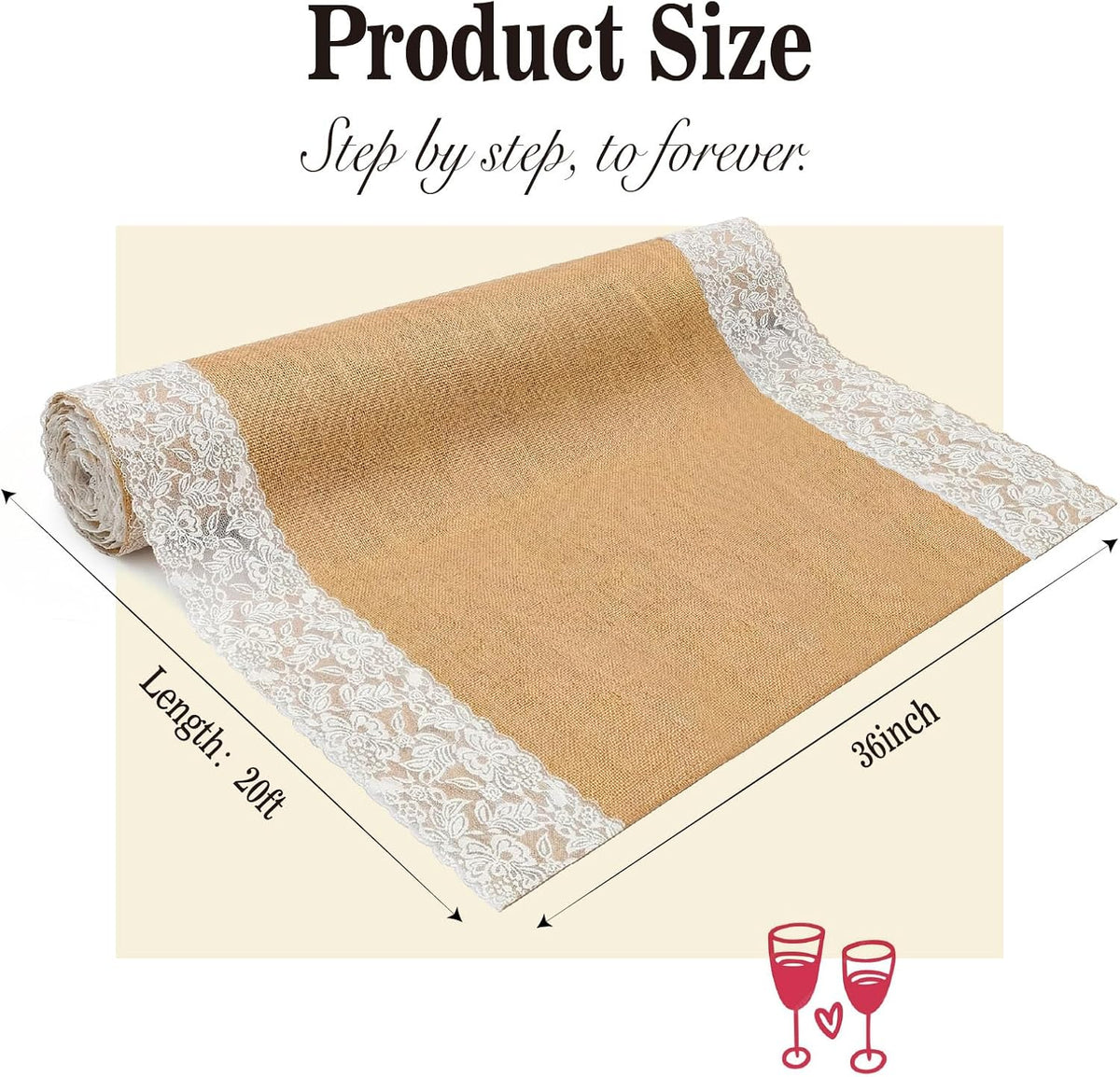 3FT x 20FT Natural Burlap Wedding Aisle Runner Outdoor, Aisle Runner for Wedd...