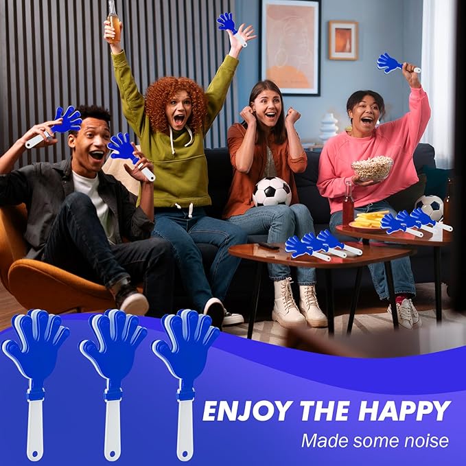 48 Pcs Hand Clappers Noisemakers 7.5 Inch Clappers Noisemakers Plastic Hand Clappers for Birthdays Game Football Sporting Events Cheers Supplies Dance Basketball Football Noisemakers(48)