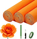 Crepe Paper Roll (9.8Inch x 8.2Ft/3Rolls), Heavy Papel Crepe Set Multi-Color, Crepe Paper for Birthday Wedding Party Decoration DIY Craft (Orange)