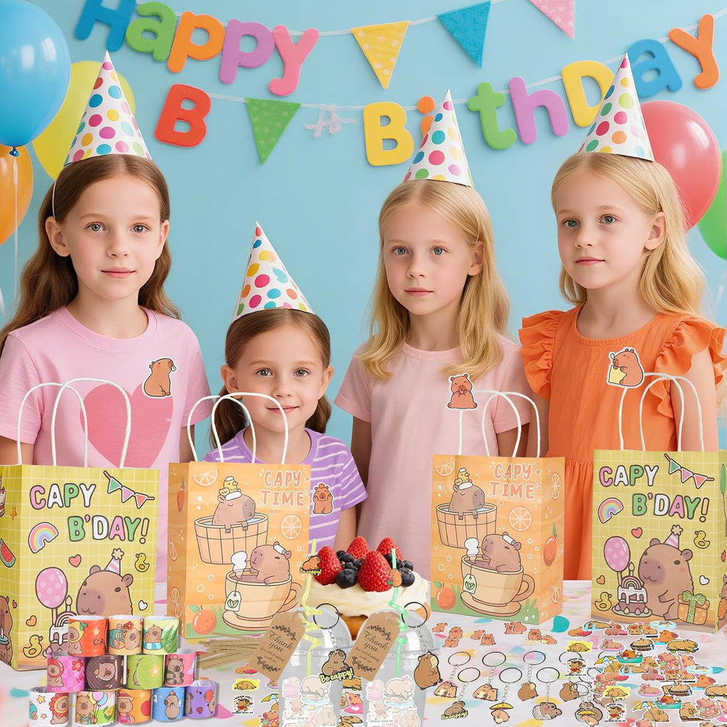 158 PCS Capybara Party Favors,Birthday Supplies, Team Gifts, Classroom Gift Rewards,Suitable Capybara Party Favors for 12, Capybara-Themed Decorations (Capybara)