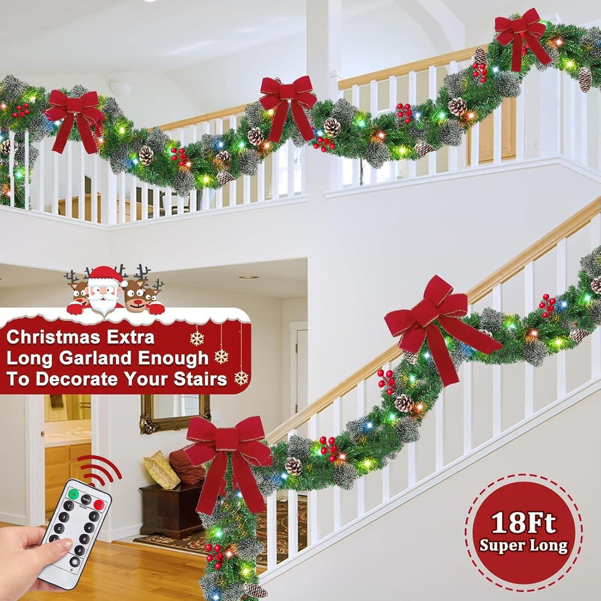 remote control&super long&8 modes-18ft prelit snowy bristle pine, package contents