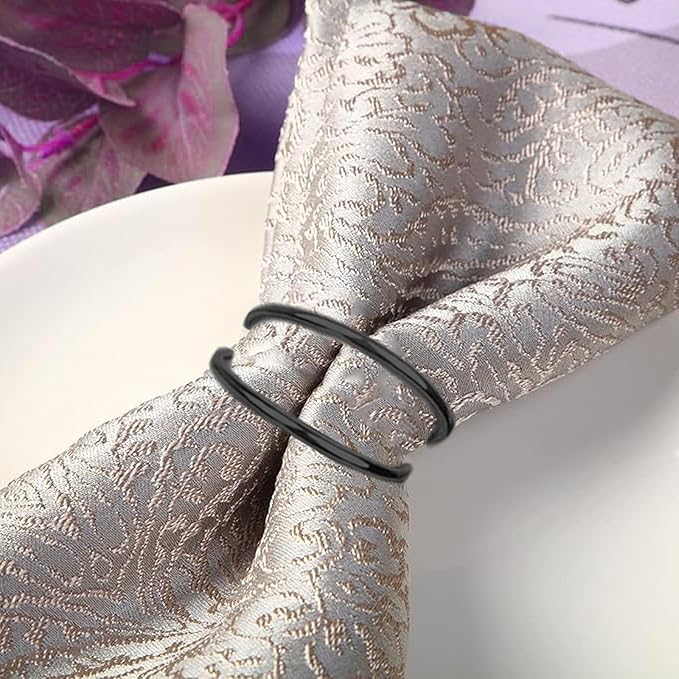 Black Napkin Rings - 12 PCS Metal Spiral Napkin Rings(Spiral) Napkin Holders Buckles for Family Dinner, Wedding, Party,Table Decorations