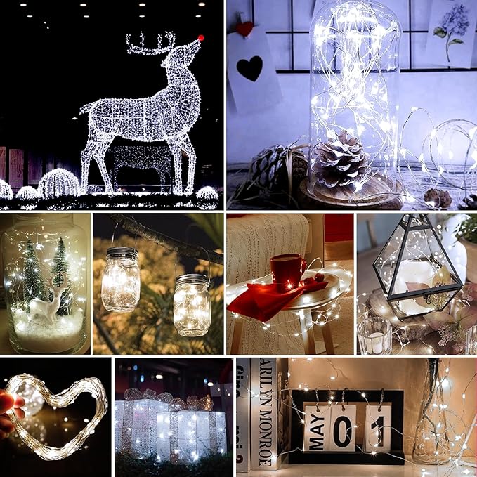 pozzolanas 24 Pack White Battery Operated String Lights - 7ft Waterproof Fairy Lights with 20 LEDs for Home, Mason Jar, Party, Wedding, Halloween, Christmas Decorations