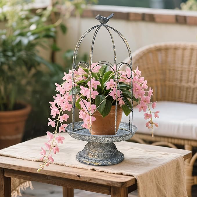 Rustic Farmhouse Metal Planter Holder Vintage Birdcage Candle Holder Distressed Deractive Flower Stand for Wedding Decor Party Centerpieces Garden Home Patio Outdoor Indoor Decor