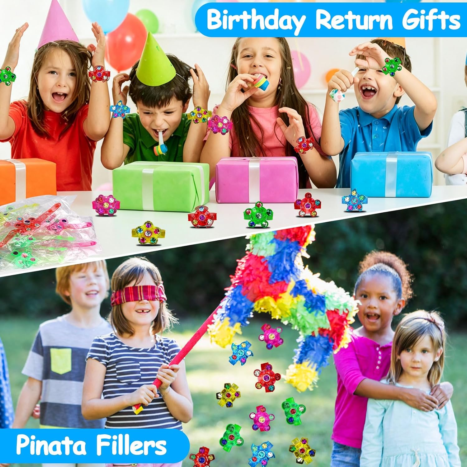 24PCS Light Up Fidget Spinner Bracelets Birthday Party Favors Bulk for Kids 4-8 8-12 Summer Goodie Treat Bag Stuffers Pinata Filler Classroom Treasure Toys Carnival Prize Back to School Student Gift