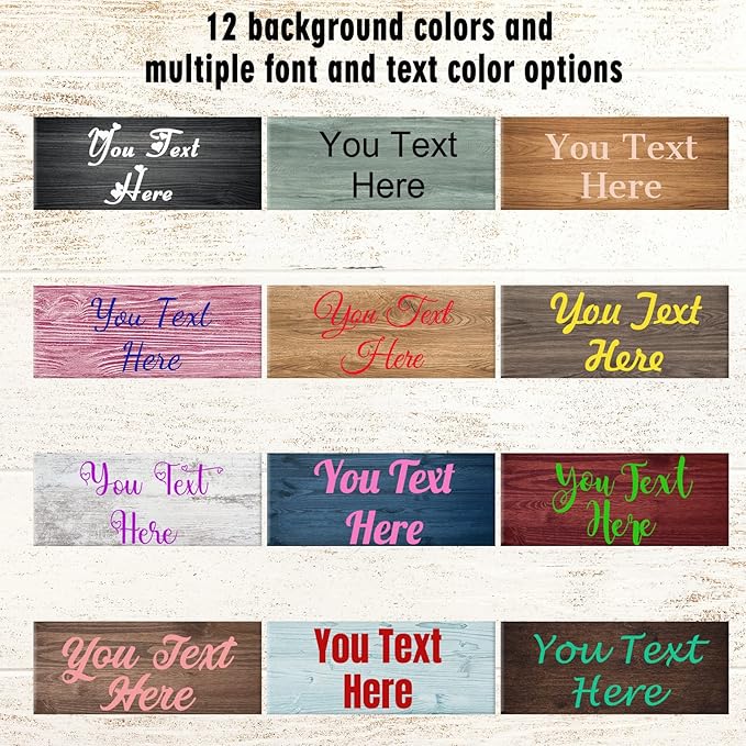 Custom Sign Personalized Wooden Signs for Home Customized Decorative Sign with Text for Wall Doors Bar Business Office Yard - 4 Size & 12 Board Colors Options