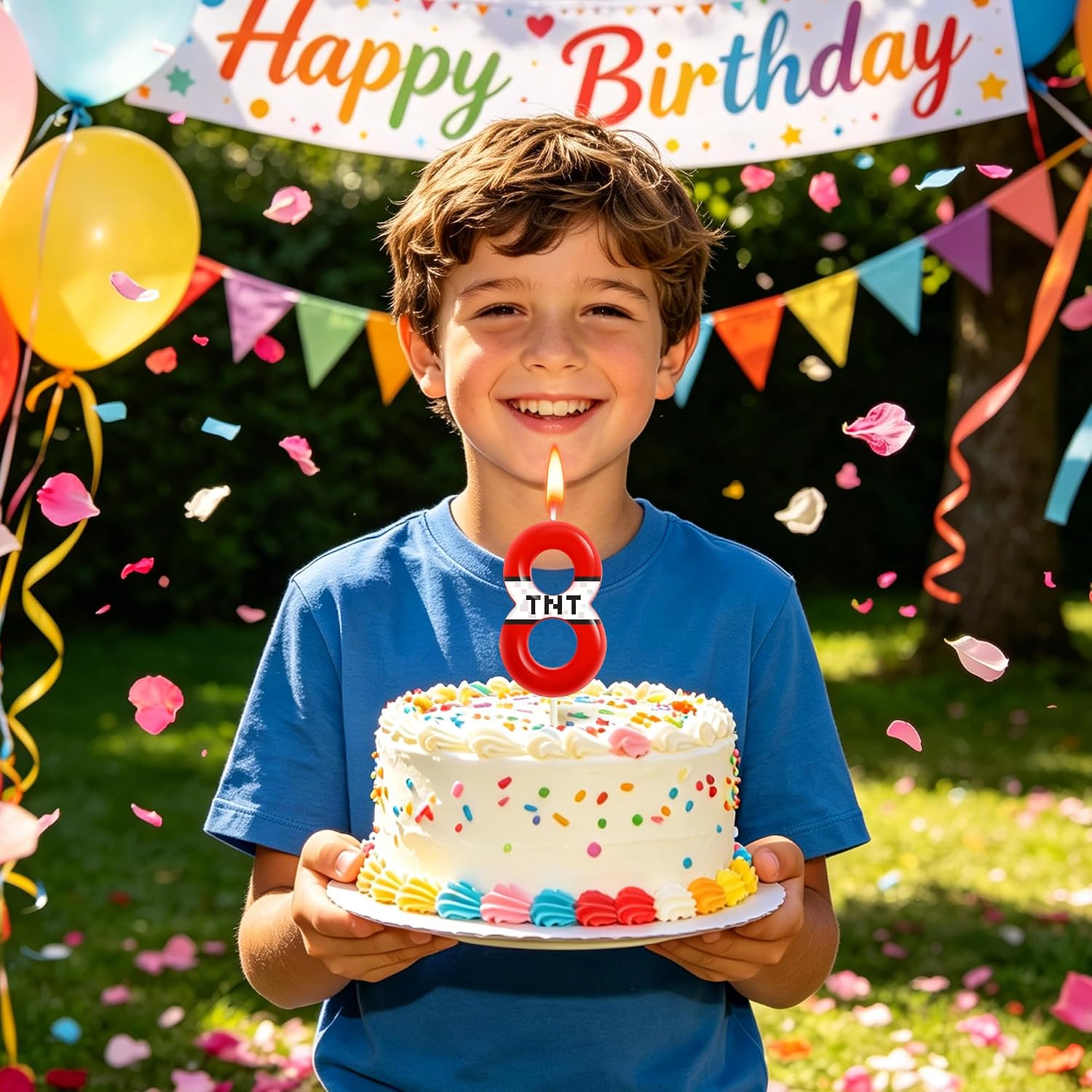 PHD CAKE 2.76 Inch Number 6 Red Pixel Birthday Candles, TNT Themed Number Candles, Cake Number Candles, Party Celebration