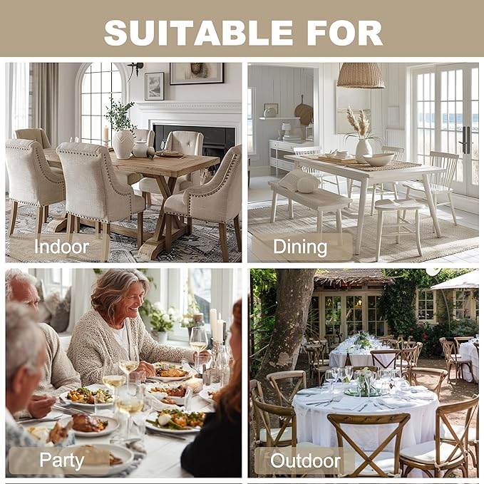 Hiasan Faux Linen Square Tablecloth - Wrinkle and Stain Resistant Washable Table Cloth for Kitchen Dining Room Holiday Table Cover for Party Dinner, Beige, 54 x 54 Inch