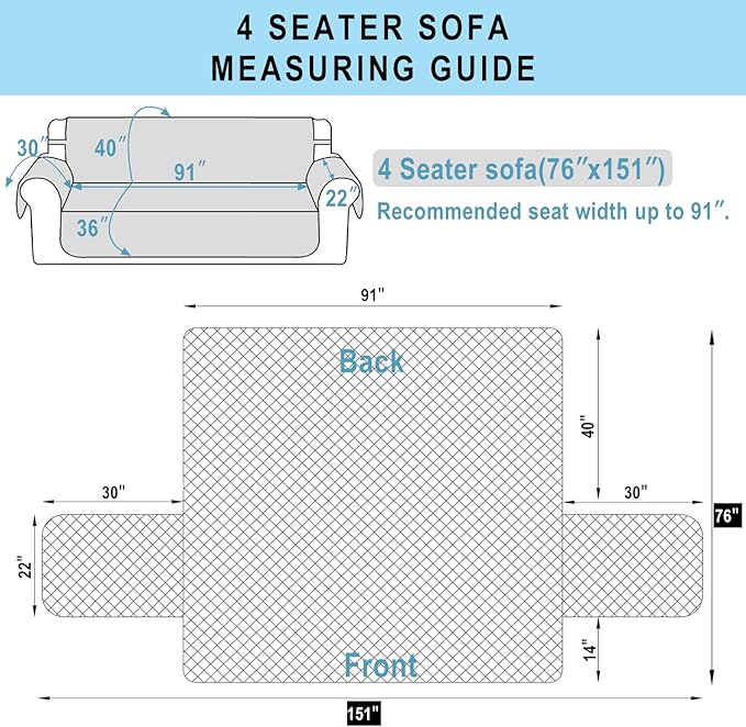 Reversible 4 Seater Sofa Cover 91 Inch Large Couch Cover Furniture Protector(Sofa XX-Large,Chocolate/Taupe)