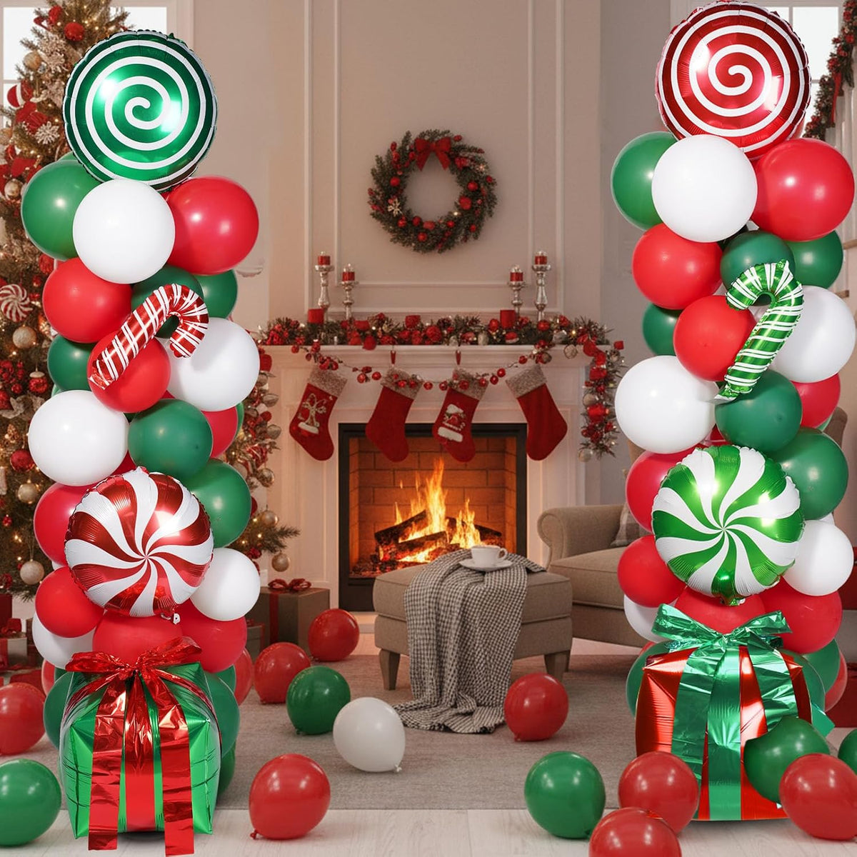 realspring 132 pcs christmas balloon column stand kit, side view