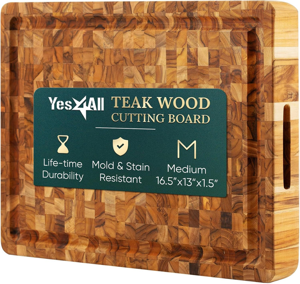 yes4all durable teak cutting boards for kitchen, [17''l, main product view