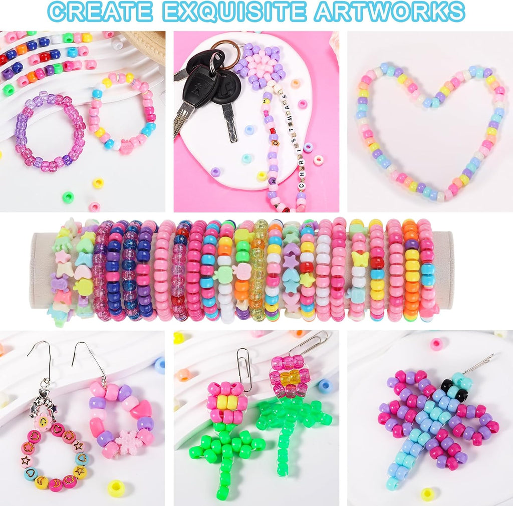pony beads bulk 10000+ multi-colored beads for making showing dimensions