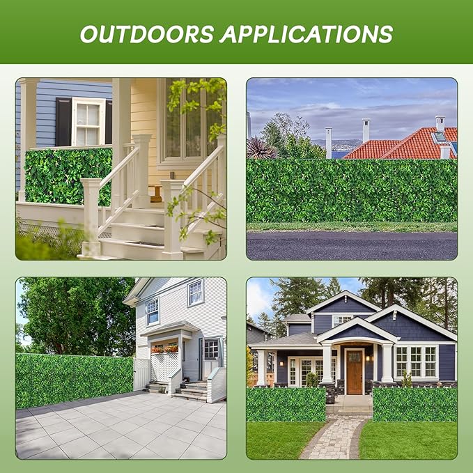 Artificial Grass Wall Panels 20"x20"(6pcs), Hedge Green Wall Decor Backdrop, UV-Anti Fake Greenery Plant Wall Boxwood Panels for Privacy Fence Screen Outdoor Indoor Wedding Garden Backyard