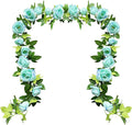 UKELER 2 Pack Artificial Flower Garland Fake Rose Vine Artificial Flowers Green&Blue Hanging Roses for Wedding Arch Party Garden Craft Home Decor
