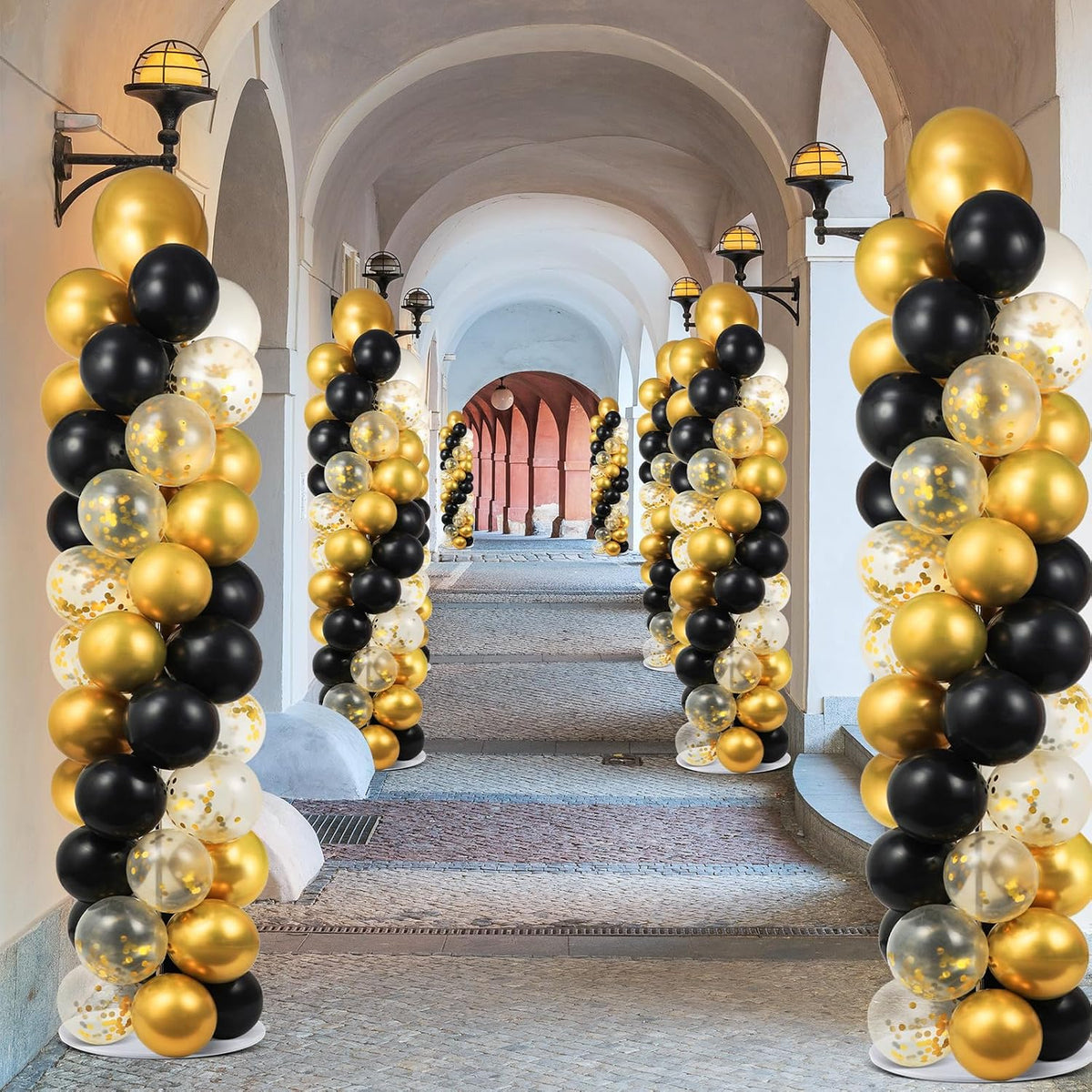 2 sets black and gold balloon column stand, package contents