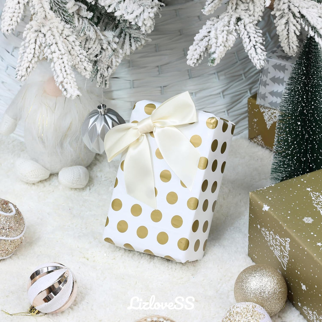 Ivory Satin Ribbon Twist Tie Bows 5 Inch Pre-Tied Ivory Gift Bows for Crafts, Treat Bags, Party Favors, Wedding, Baby Shower, Candy Apple, Christmas Tree (36 Pack)