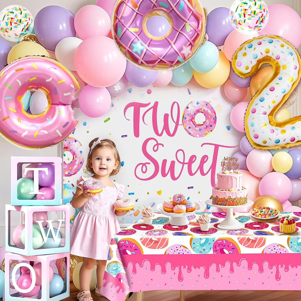 snln two sweet birthday party decorations 2nd birthday, close-up detail
