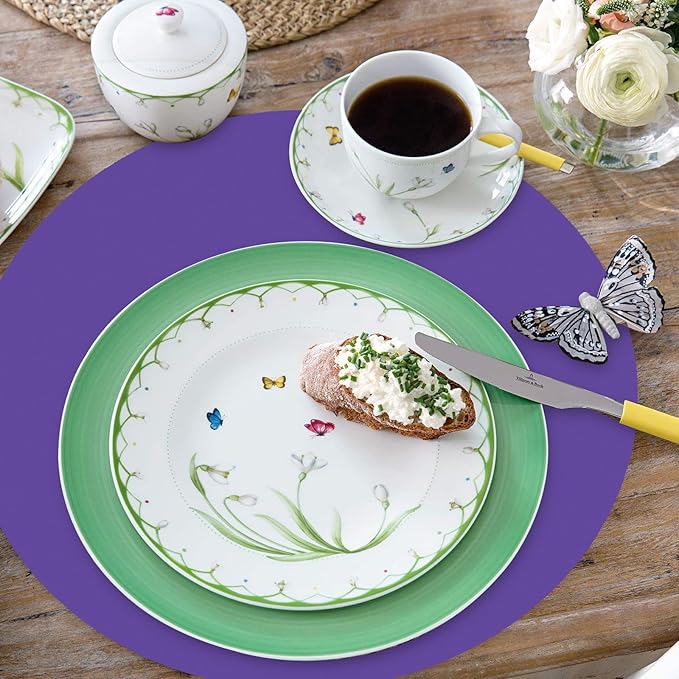 50 Pieces Purple Paper Place Mats Round Disposable Table Mats Purple Paper Doilies Decorative Placemats for Wedding Banquet Party Home Dining Tableware Decor