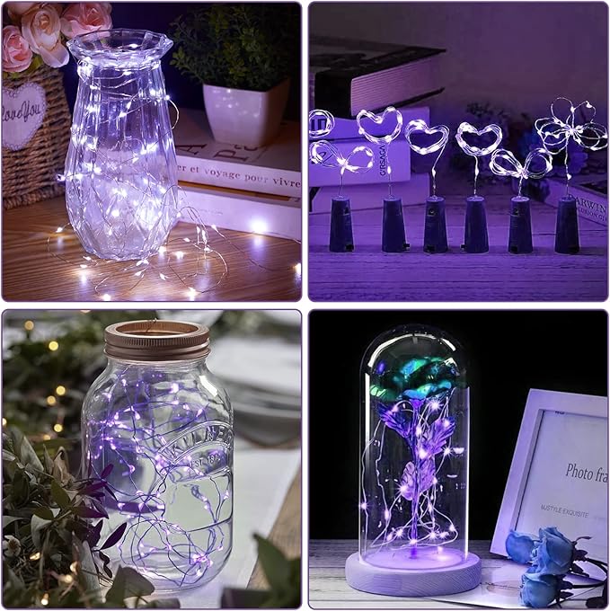 12 Pack Fairy Lights Battery Operated String Lights，7FT 20LED Waterproof Silver Wire Christmas Lights Outdoor,Firefly Mini Lights for Bedroom Party Birthday Wedding Home Decor