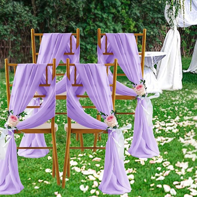 SiinvdaBZX 2 Panels Wedding Arch Draping Fabric 30" x 240' Lavender Purple Sheer Chiffon