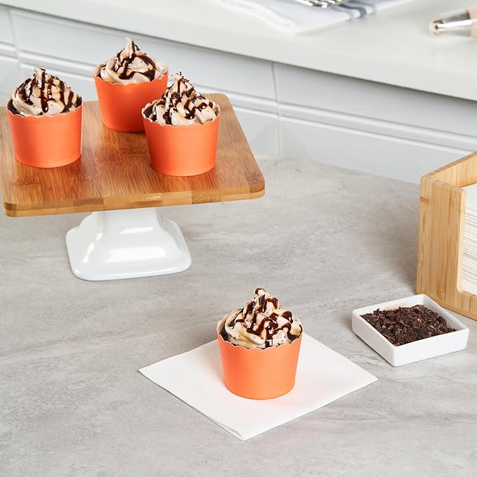 Panificio 3 Ounce Cupcake Wrappers, 200 Scalloped Baking Cups - Oven-Ready, Greaseproof, Orange Paper Cupcake Liners, Disposable, For Birthdays, Baby Showers, Or Weddings - Restaurantware