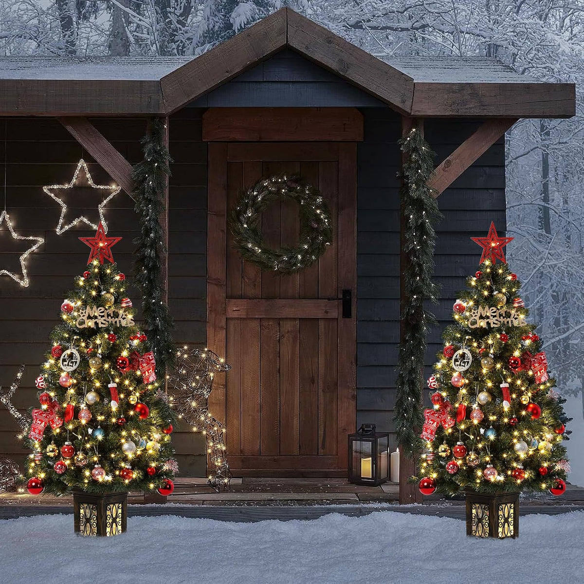garveehome 4.5 ft artificial fiber optic christmas tree on a desk or shelf
