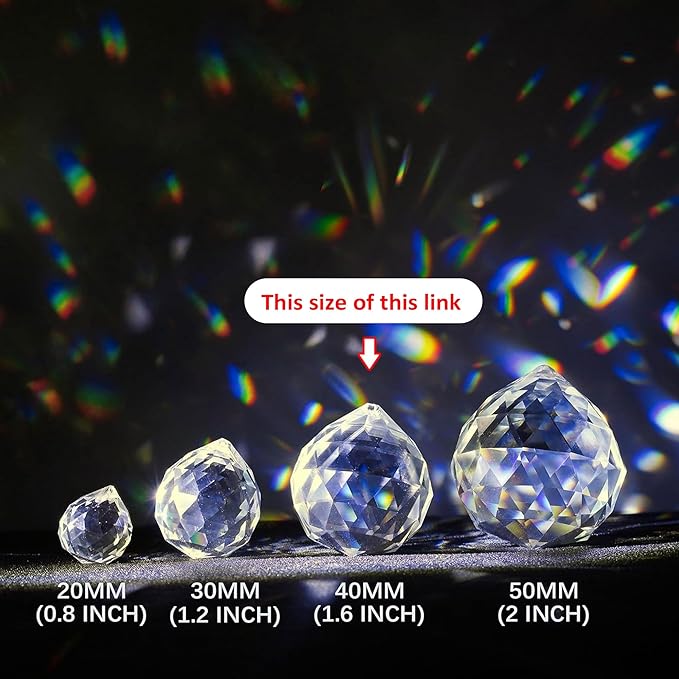 HDCRYSTALGIFTS 4 Pack 40MM Clear Crystal Prism Ball Suncatchers Rainbow Pendants Maker, Hanging Crystals Chandelier Prisms for Windows Home Decoration