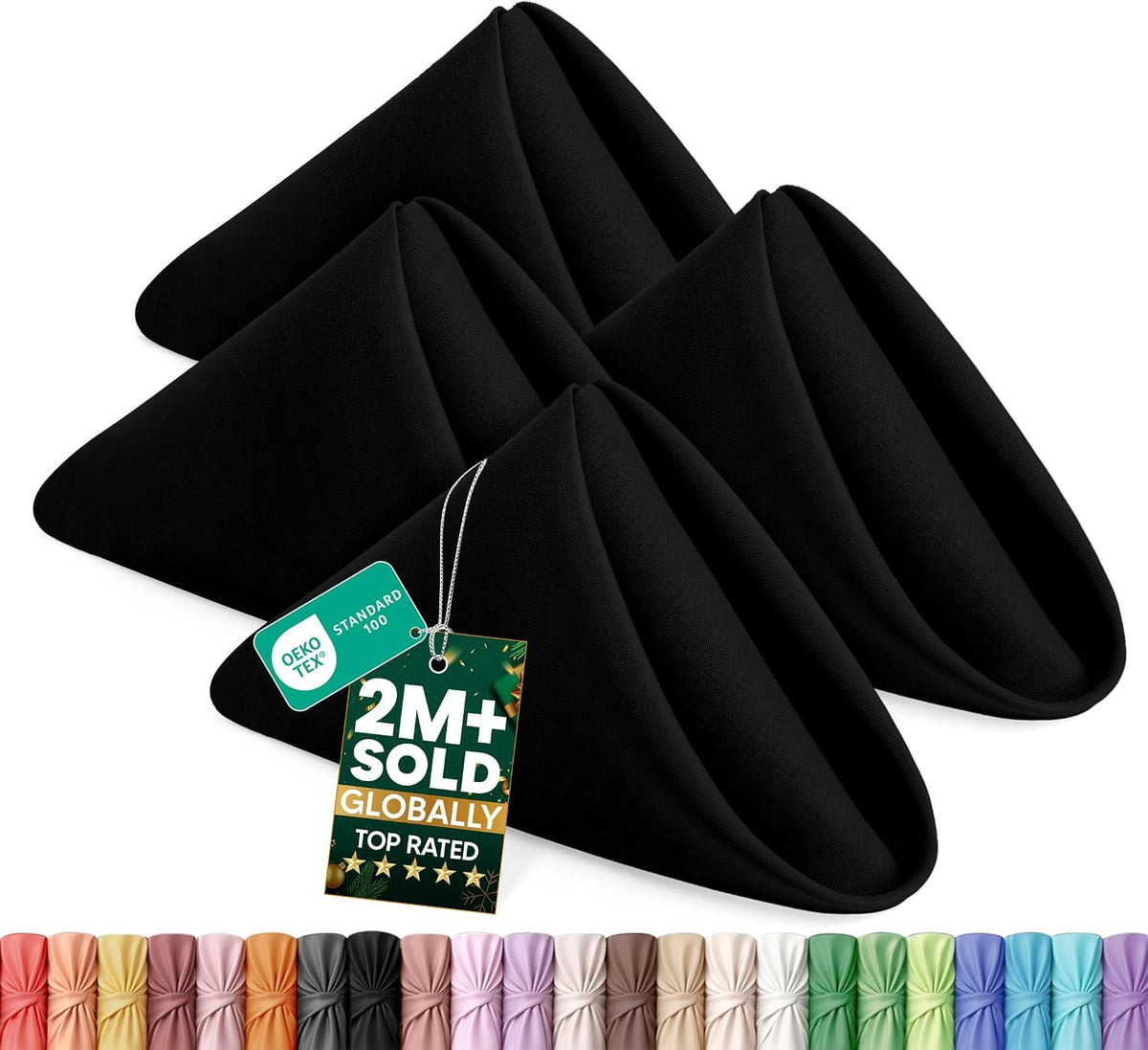 Utopia Home [60 Pack, Black] Cloth Napkins 17x17 Inches, 100% Polyester