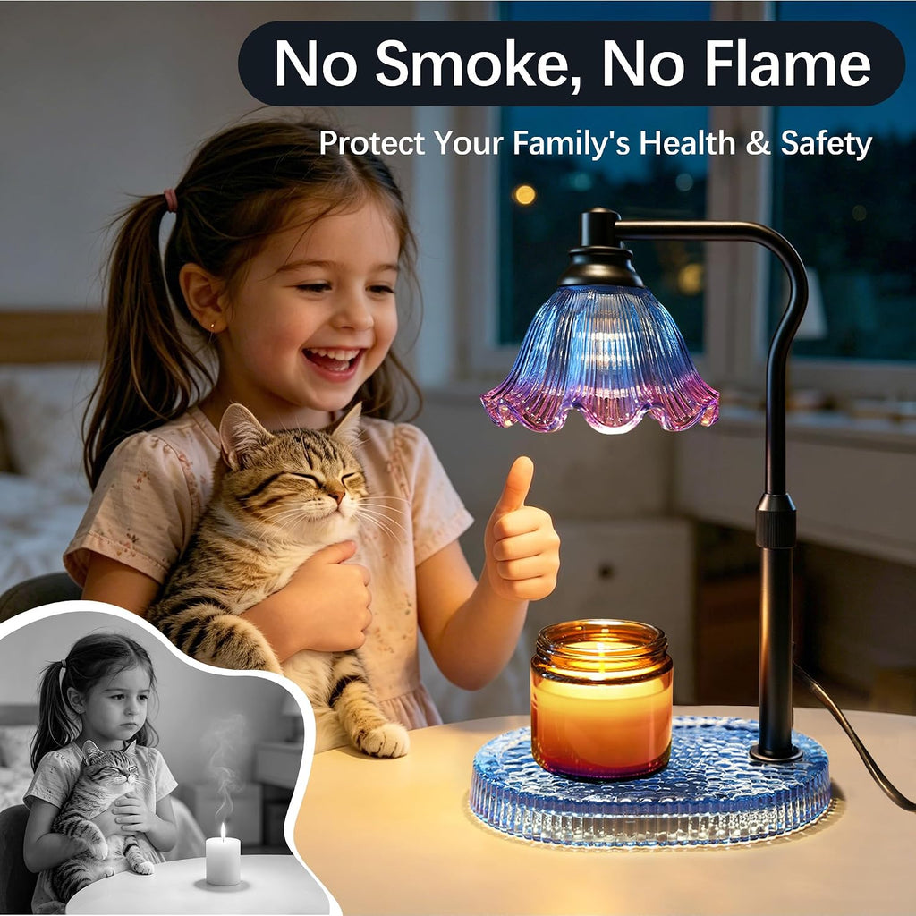 Candle Warmer Lamp with Timer Dimmable, Adjustable Candle Warmer Lamp for Jar Candles 3-Wick, Flameless Smokeless Candle Heater with 2 Bulbs, Home Decor Birthday Mothers Day for Women Mom
