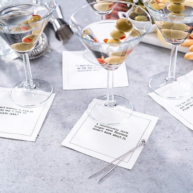 Five Star White Cotton Cocktail Napkins, Beverage & Bar Napkins - 4.5" x 4.5" (50 Pack)