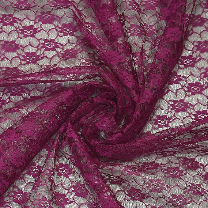 MDS Pack of 20 Wedding 12 x 108 inches Lace Table Runner for Wedding, Decorations for Birthday Parties, Banquets, Graduations, Engagements, and Runners fit Rectangle, Round Table- Eggplant