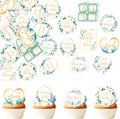 60 Pack Edible Welcome Boy Cupcake Toppers A Little Baby is on the Way Cake Toppers Rice Paper Wafer Paper Cupcake Picks for Kids Birthday Cake Decorations Green