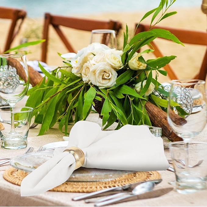 Lallisa 100 Pcs Gold Napkin Rings Metal Napkin Ring Holders for Cloth Table Decorations for Wedding Anniversary Birthday Dinners Party of Table Setting (Classic)