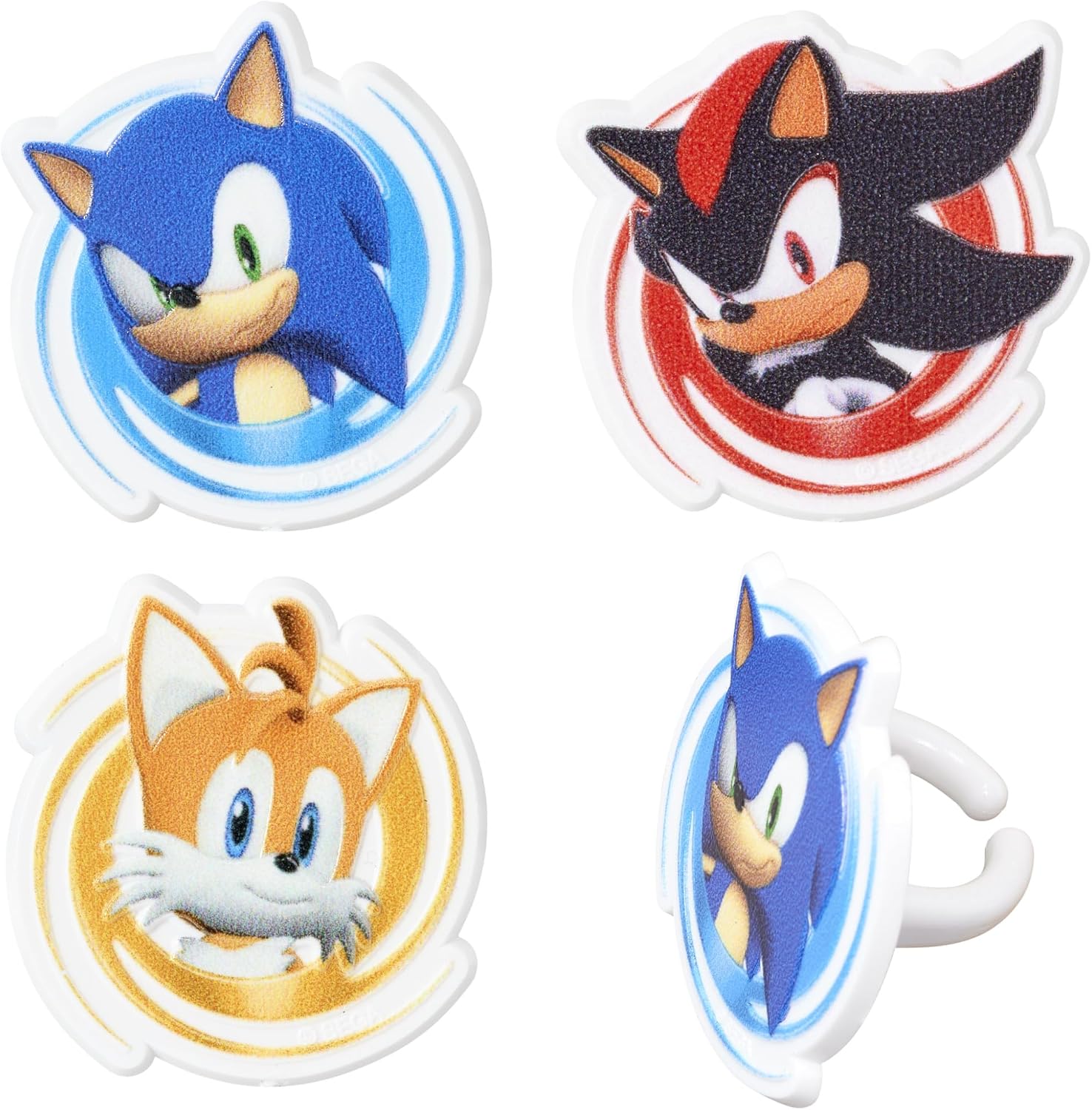 DecoPac Sonic the Hedgehog Rings, Cupcake Decorations Featuring Sonic, Tails, and Shadow - 24 Count (Pack of 2)
