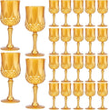 JLYLOL Plastic Vintage Wine Glasses 7OZ Plastic Goblets Vintage Drinking Glasses 24PCS Retro Wedding Glassware Water Goblets Reusable Drinking Cups for Party,Reception,Celebration,Bar,Whiskey(Amber)