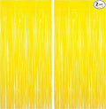 BRAVESHINE Foil Fringe Curtain Backdrop - 2 Pack Yellow Tinsel Photo Booth Backdrop Party Streamers for Easter, Birthdays, Christmas, Lemon, Pineapples, Kids' Party Decorations