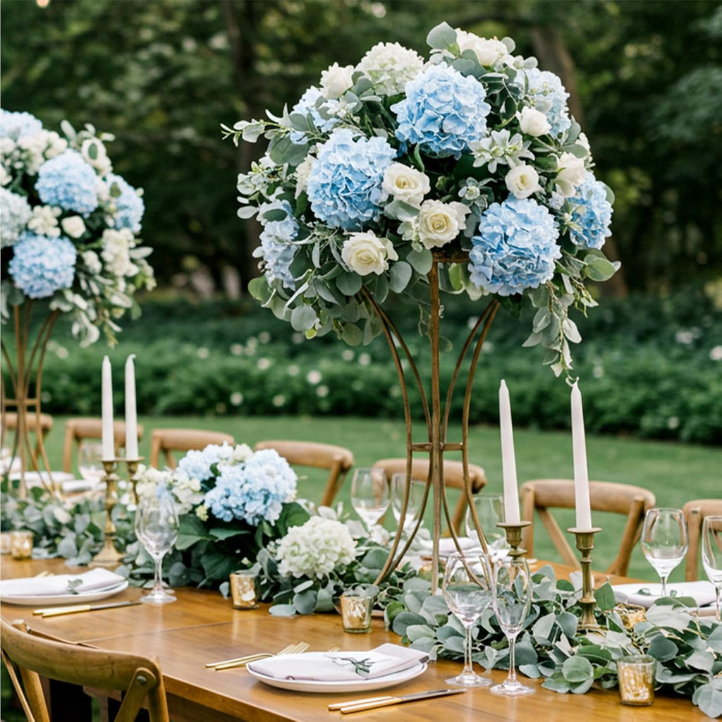 auihiay 46pcs blue hydrangea artificial flowers silk hydrangeas, side view