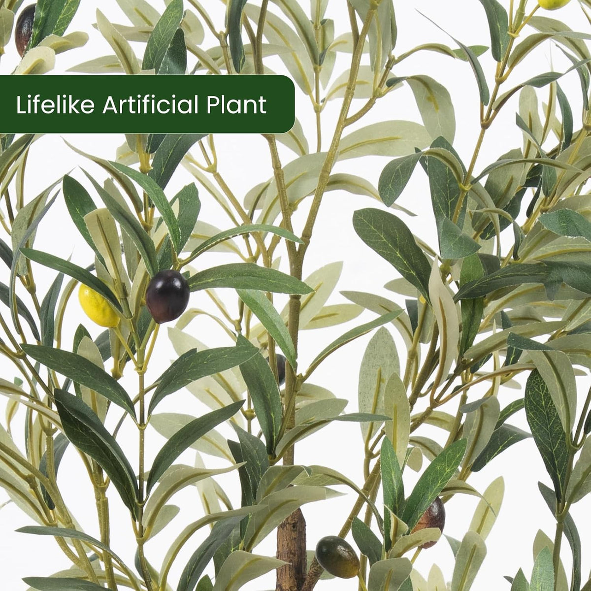 artificial fake olive tree 4ft 1pack faux olive, side view