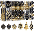 christmas ball ornaments set, black and gold shatterproof, main product view