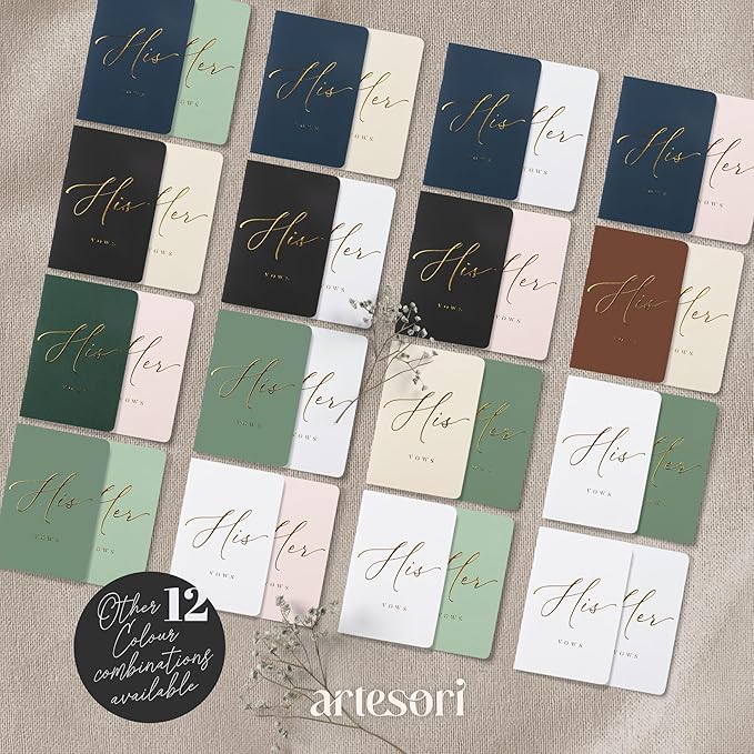 ARTESORI Wedding Vow Books His & Hers - Wedding Registry Gifts Ideas for Bride & Groom, Vow Books for Wedding - Soft-Touch, Gold-Foiled, 28 Lined Pages Vow Book for Her & Him [Ivory & Terracotta]