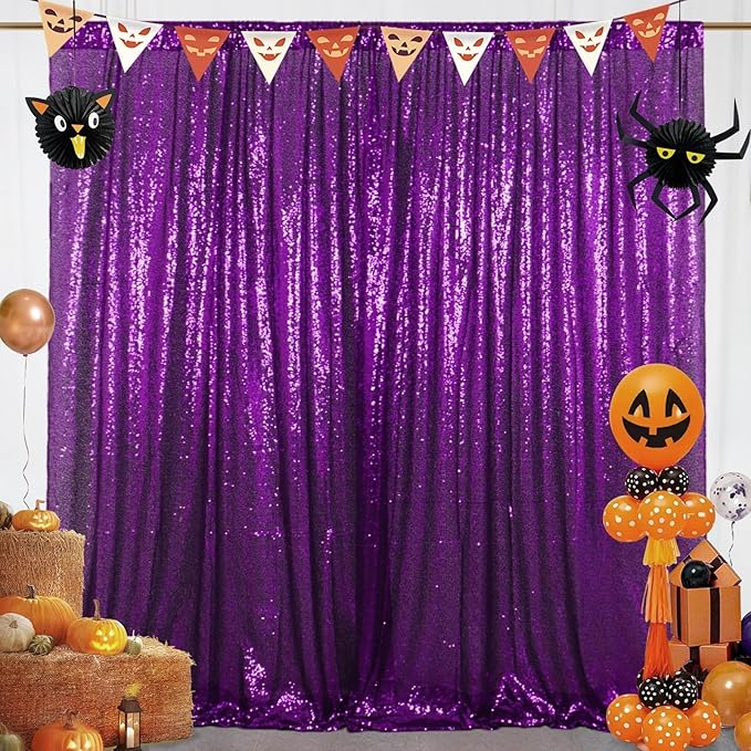 ShinyBeauty Sequin Backdrop 7FTx7FT Royal Purple Sequin Fabric Backdrop Drapes Sparkle Backdrop for Photoshoot Glitter Backdrop for Birthday Party Shimmer Backdrop Background