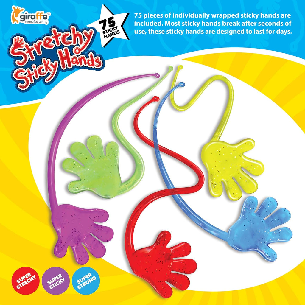 Giraffe 75 Pcs Bulk Sticky Hands for Kids – Stretchy Slap Hands Kids Summer Party Favors Bulk, Classroom Rewards, Birthday Prizes, Small Halloween Toys for Boys, Goodie Bag Stuffers for Kid