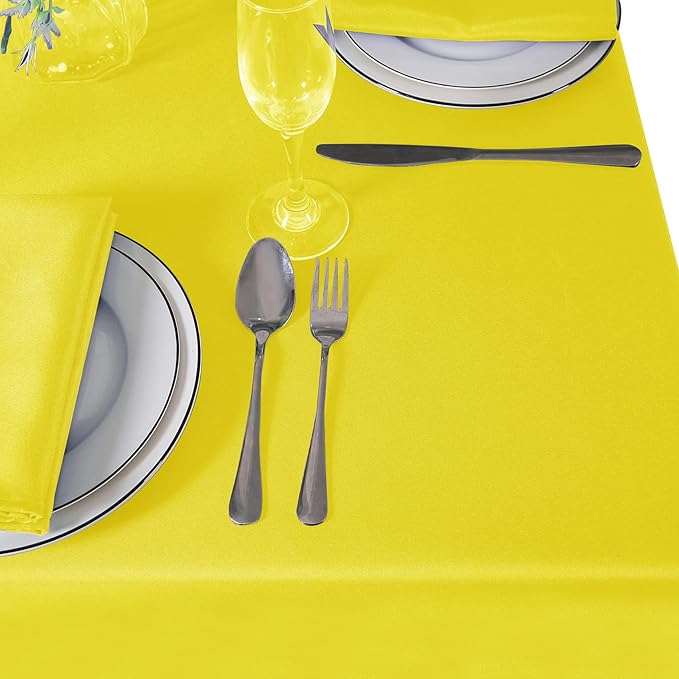 Cupuamon Square Tablecloth 90x90 inch Washable Polyester Fabric Table Cloth for Wedding Party Dining Banquet Decoration（90x90,Yellow）