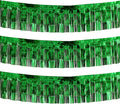 Thick 10 feet by 15 inches Green Foil Fringe Garland - Pack of 3 | Shiny Metallic Tassle Banner for Car Parade Floats, Wedding, Birthday | Wall Hanging Fringe Garland Banner (Green)